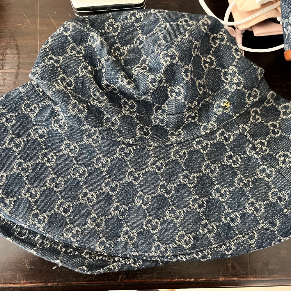 AUTHENTIC RARE Oversized Gucci Denim Monogram Hat